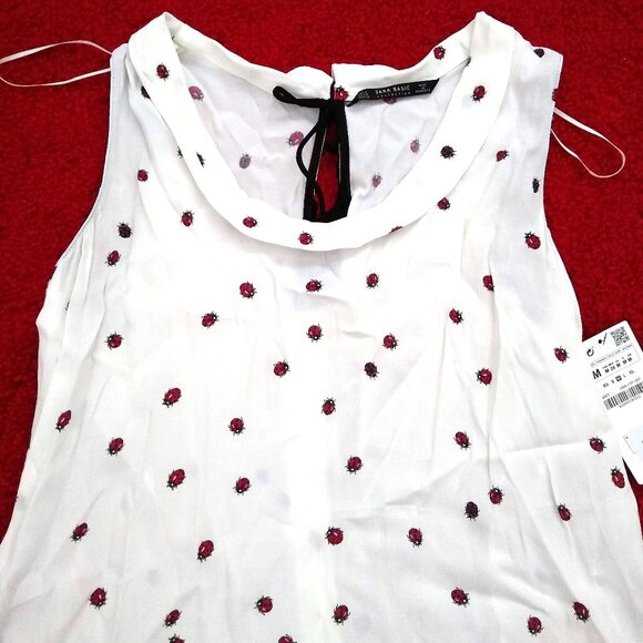 Zara sleeveless blouse top ladybugs NWT - Picture 3 of 9